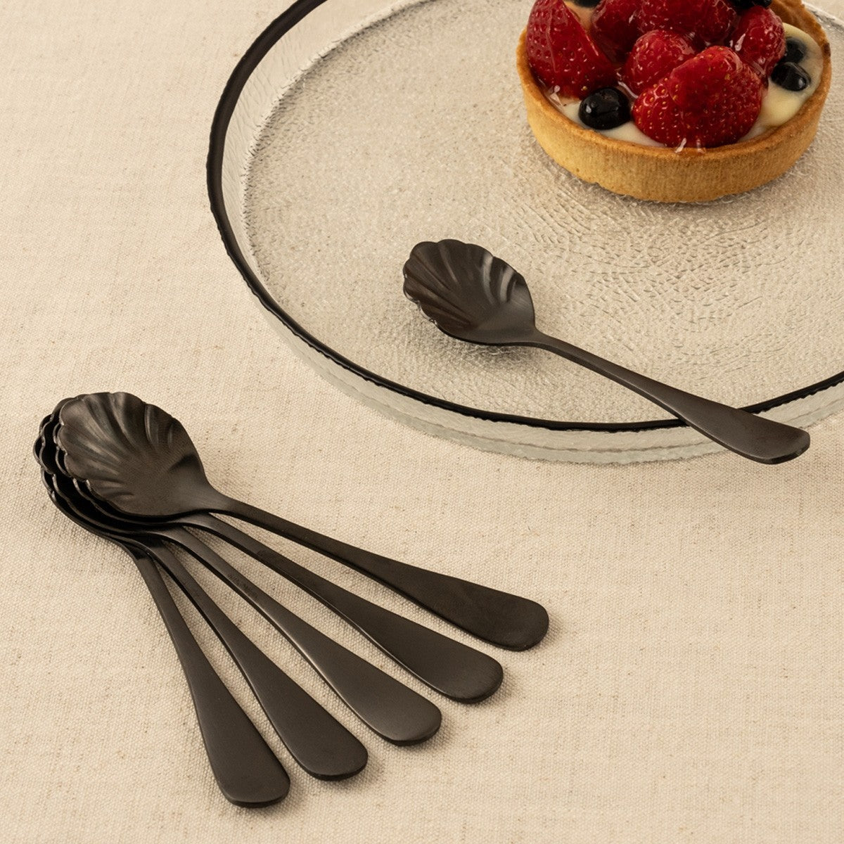 NESSY STAINLESS STEEL ICE CREAM SPOON SET 6PCS BLACK